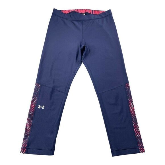 Under Armour Heatgear Compression Crop Navy Pink - Picture 1 of 6